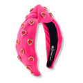 Brianna Cannon Hot Pink Headband With Red Pave Crystal Hearts