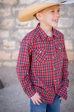 Load image into Gallery viewer, BlueQuail Holiday Plaid Pearl Snap Long Sleeve Flannel Shirt