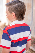 Load image into Gallery viewer, BlueQuail Red Rugby Stripe Polo Short Sleeve Shirt