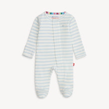 Load image into Gallery viewer, Magnetic Me Organic Cotton Footie- Blue Stripe