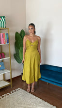 Load image into Gallery viewer, ASTR The Label Celina Checkered Midi Dress- Chartreuse