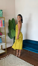 Load image into Gallery viewer, ASTR The Label Celina Checkered Midi Dress- Chartreuse