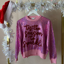 Load image into Gallery viewer, Queen of Sparkles Pink Full Sequin Tis&#39; The Season To Sparkle Sweater
