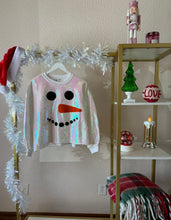 Load image into Gallery viewer, Queen of Sparkles White Full Sequin Snowman Face Sweatshirt
