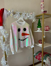 Load image into Gallery viewer, Queen of Sparkles White Full Sequin Snowman Face Sweatshirt
