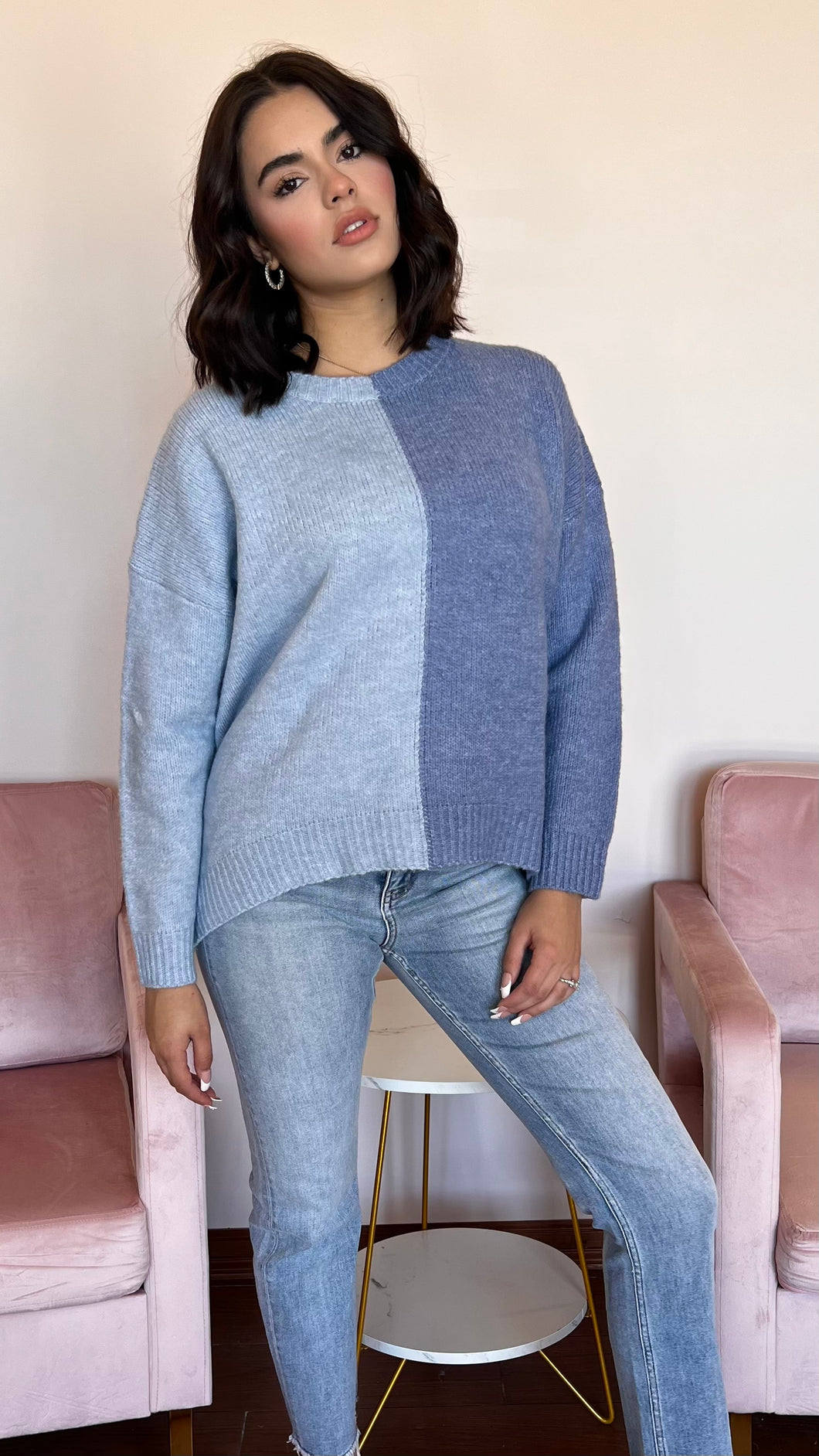 Dual Toned Blue Sweater