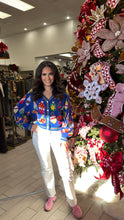Load image into Gallery viewer, Queen of Sparkles Royal Blue Multi Jeweled Ornament Button Up Cardigan