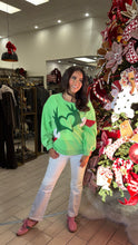 Load image into Gallery viewer, Queen of Sparkles Green Grinch Heart Hands Sweatshirt