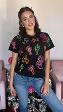 Load image into Gallery viewer, Queen of Sparkles Black &amp; Neon Western Icon Active Tee
