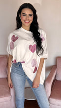 Load image into Gallery viewer, Sparkly Hearts T-shirt- White
