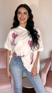 Sparkly Hearts T-shirt- White