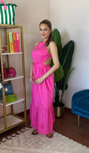 Load image into Gallery viewer, Fuchsia Open Back Midi Dress