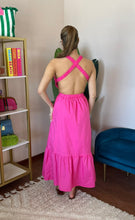 Load image into Gallery viewer, Fuchsia Open Back Midi Dress