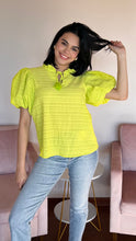 Load image into Gallery viewer, Neon Green Short Sleeve Blouse
