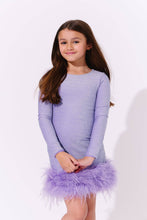 Load image into Gallery viewer, Lola & The Boys Lavender Shimmer Feather Dress