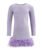Load image into Gallery viewer, Lola & The Boys Lavender Shimmer Feather Dress