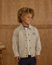 Load image into Gallery viewer, RYLEE + CRU CHORE COAT-NAVY PINESTRIPE
