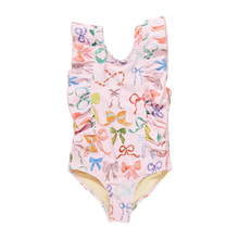 Load image into Gallery viewer, Pink Chicken Watercolor Bows Katniss Suit
