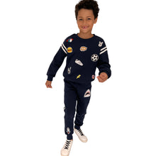 Load image into Gallery viewer, Lola + The Boys Varsity Patch Jogger Set Navy
