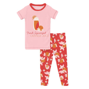 Kickee Pants Poppy Orange Blossom Graphic Tee Pajama Set