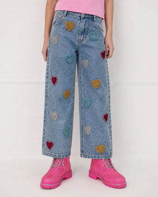 LOLA + THE BOYS GEMS RAINBOW HEART JEANS