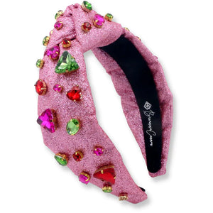 Brianna Cannon Pink Sparkle Headband with Red & Green Crystals