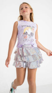 Lola & The Boys Sparkle Tiered Mini Skirt