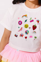 Load image into Gallery viewer, LOLA + THE BOYS SPARKLE DOODLE CROP T SHIRT

