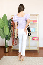 Load image into Gallery viewer, Lilac Gingham Floral Embroidered Top
