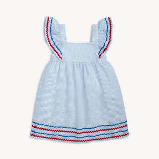 MAGNETIC ME SEERSUCKER STRIPE FLUTTER SLV DRESS
