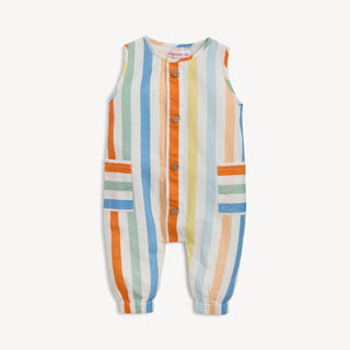 MAGNETIC ME MULTI STRIPE WOVEN SLEEVLESS PANT ROMPER