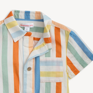 MAGNETIC ME MULTI STRIPE WOVEN SHORT AND SHIRT SET