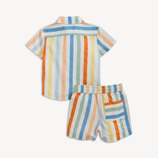 MAGNETIC ME MULTI STRIPE WOVEN SHORT AND SHIRT SET