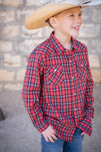 BlueQuail Holiday Plaid Pearl Snap Long Sleeve Flannel Shirt