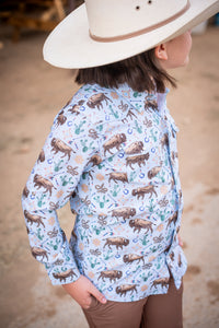 BlueQuail Western Buffalo Pearl Snap Long Sleeve Shirt