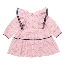 Load image into Gallery viewer, Pink Chicken Strawberry Cream Polka Dot Raphaela Dress
