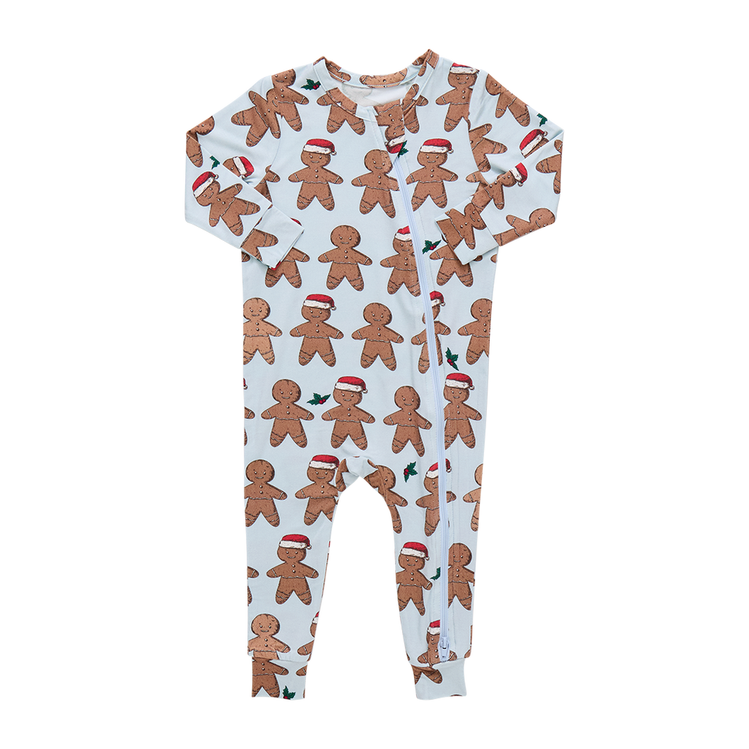 Pink Chicken Light Blue Gingerbread Bamboo Romper