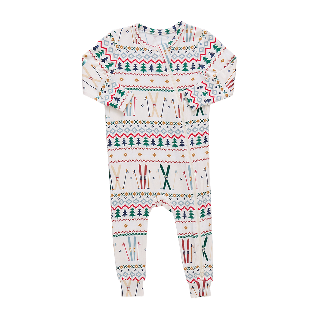 Pink Chicken Ski Fair Isle Bamboo Romper