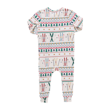 Load image into Gallery viewer, Pink Chicken Ski Fair Isle Bamboo Romper
