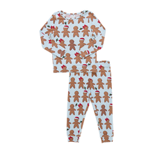 Load image into Gallery viewer, Pink Chicken Light Blue Gingerbread Bamboo PJ Set
