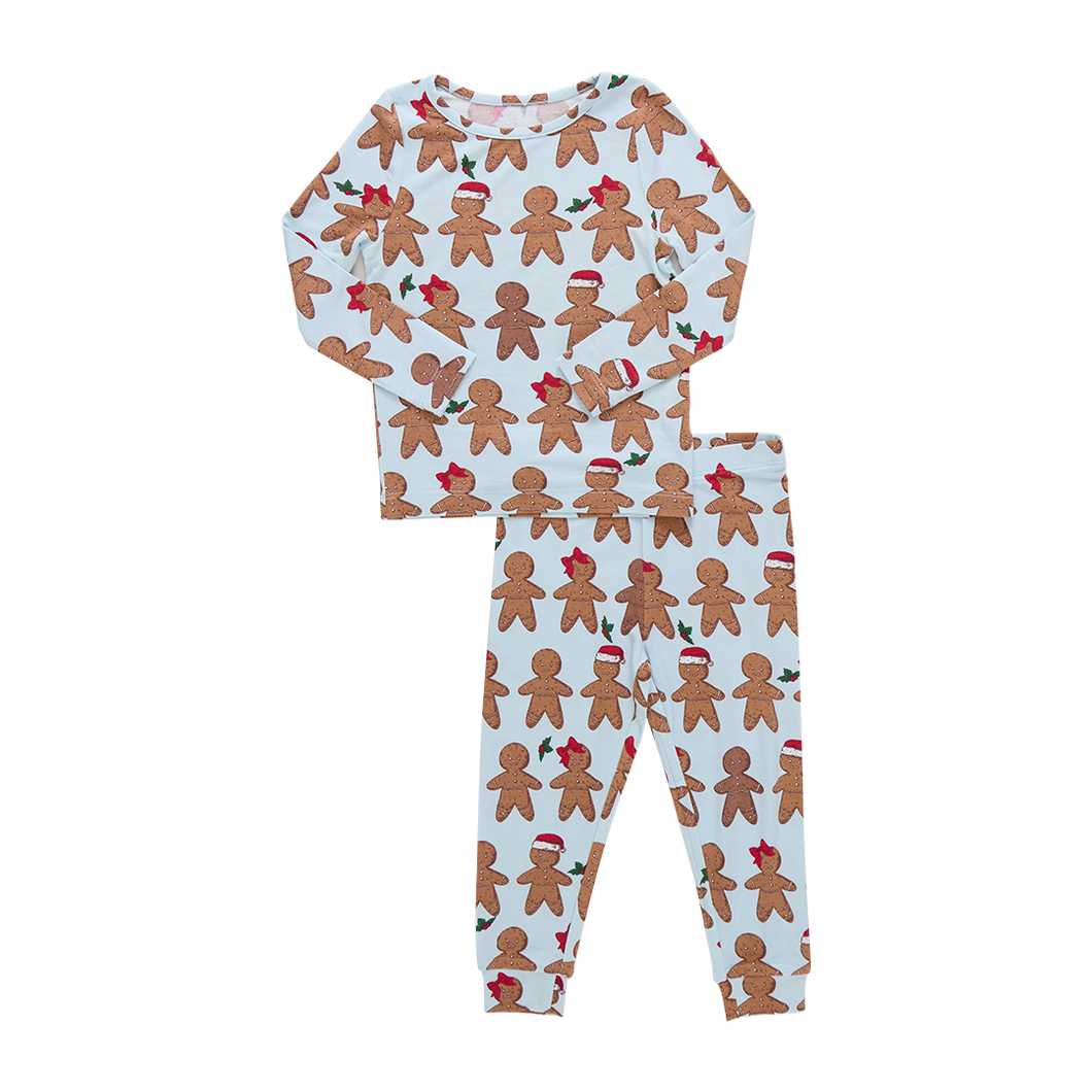 Pink Chicken Light Blue Gingerbread Bamboo PJ Set