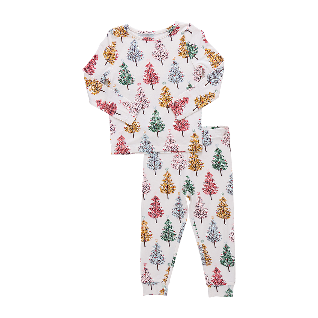 Pink Chicken Multi Trees Christmas Tree Bamboo PJ Set
