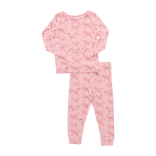 Load image into Gallery viewer, Pink Chicken Candy Cane Bows Bamboo PJ Set
