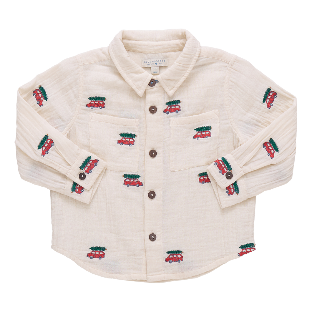 Pink Chicken Tree Farm Embroidery Jack Shirt