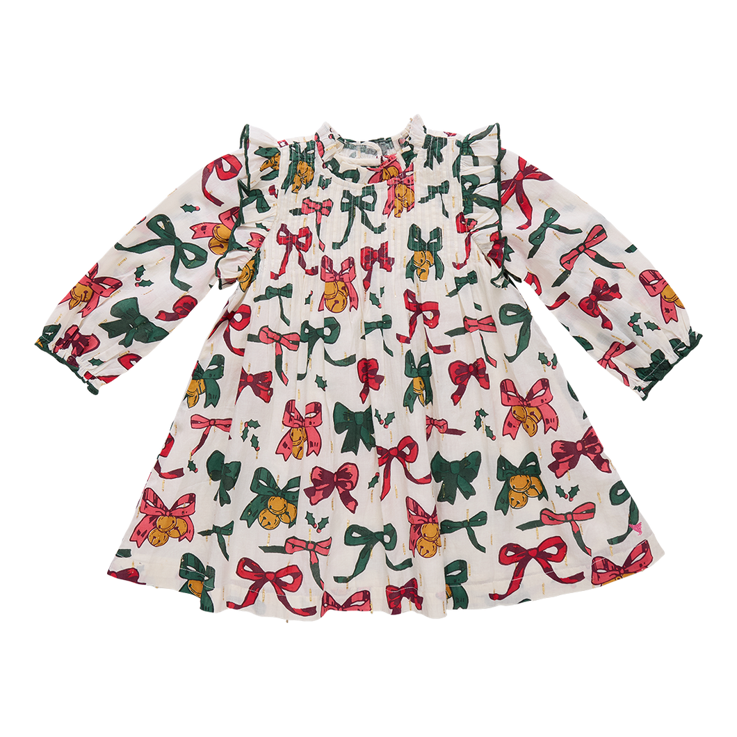 Pink Chicken Christmas Bows & Bells Jaipur Dress