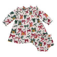 Load image into Gallery viewer, Pink Chicken Christmas Bow &amp; Bells Jaipur Dress Set
