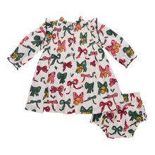 Load image into Gallery viewer, Pink Chicken Christmas Bow &amp; Bells Jaipur Dress Set

