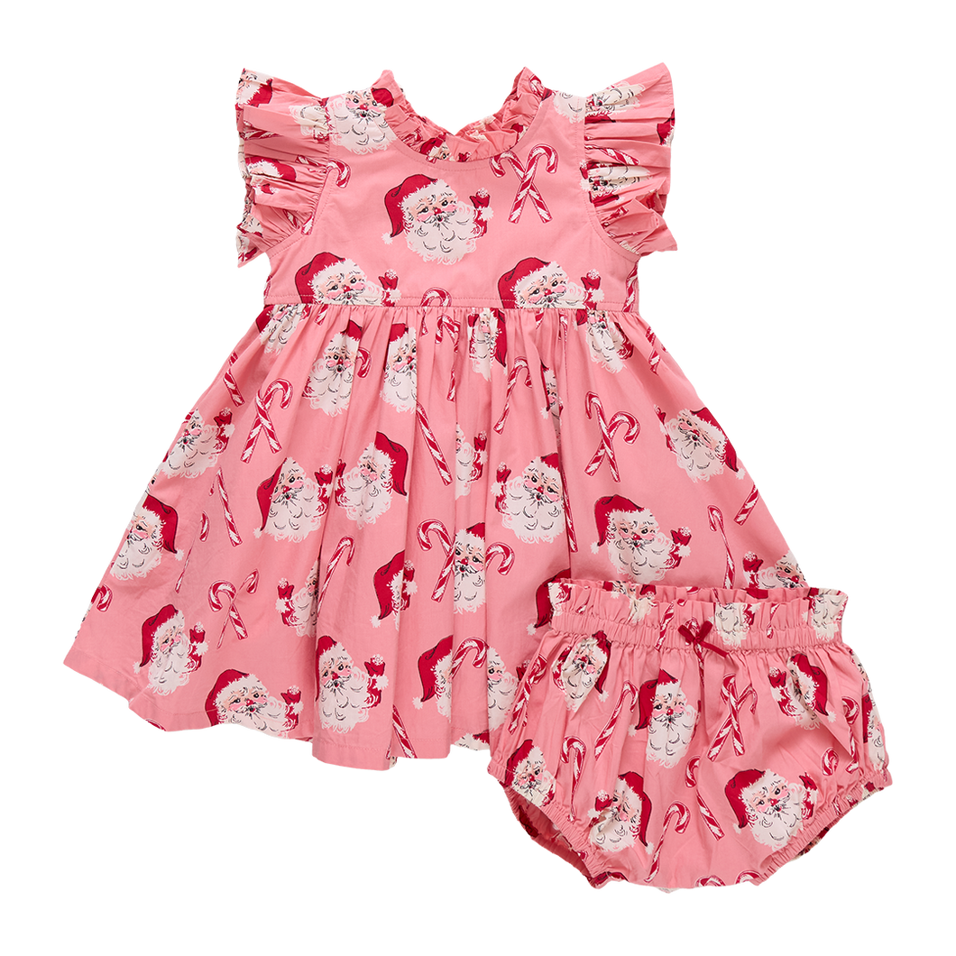 Pink Chicken Pink Candy Cane Santa Jennifer Dress Set