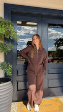 Load image into Gallery viewer, Varley Sally Half Zip Sweat &amp; The Wide Leg Pant- Coffee Bean Marl
