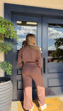 Load image into Gallery viewer, Varley Sally Half Zip Sweat &amp; The Wide Leg Pant- Coffee Bean Marl
